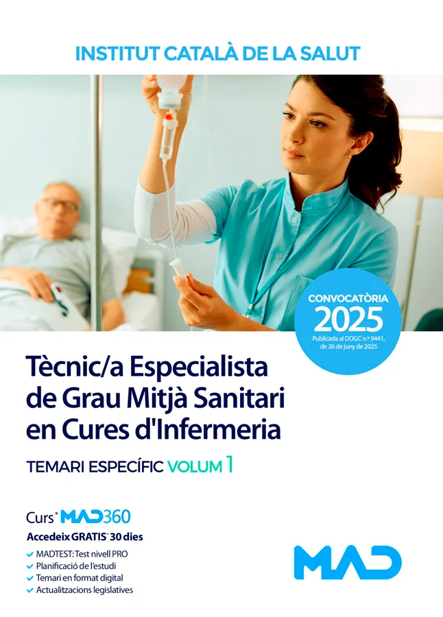 Publicació creada per a l'adequada preparació del Temari específic per a proveir places de Tècnic/a Especialista de Grau Mitjà Sanitari en Cures d...