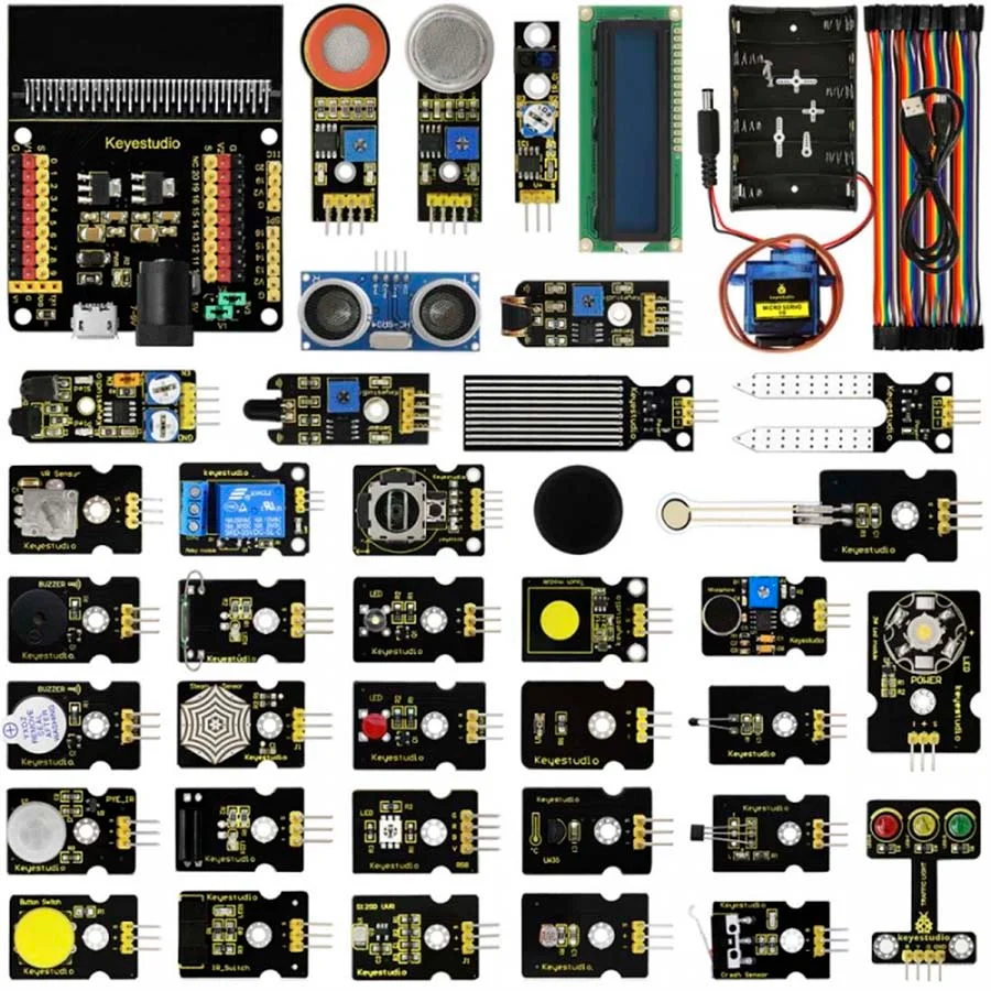 <p><strong>Keyestudio Starter Kit de Sensors 37 en 1 per micro:bit</strong><br><br>Per fer l'aprenentatge amb micro:bit encara més fàcil i diverti...
