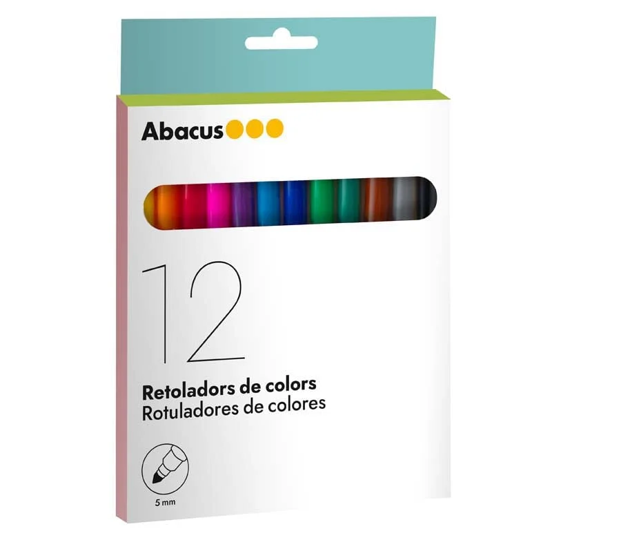 Retoladors gruixuts Abacus 12 colors