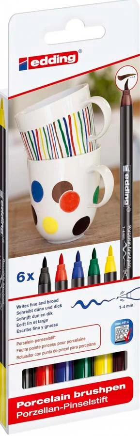 Retoladors pinzell porcellana Edding 4200A 6 colors Retoladors pinzell porcellana Edding 4200A 6 colors