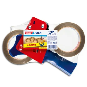 <p><b>Pack Dispensador per a cinta d'embalar + 2 rotlles de cinta adhesiva Tesa</b><br><br>Conjunt professional per al precintat de caixes que inc...