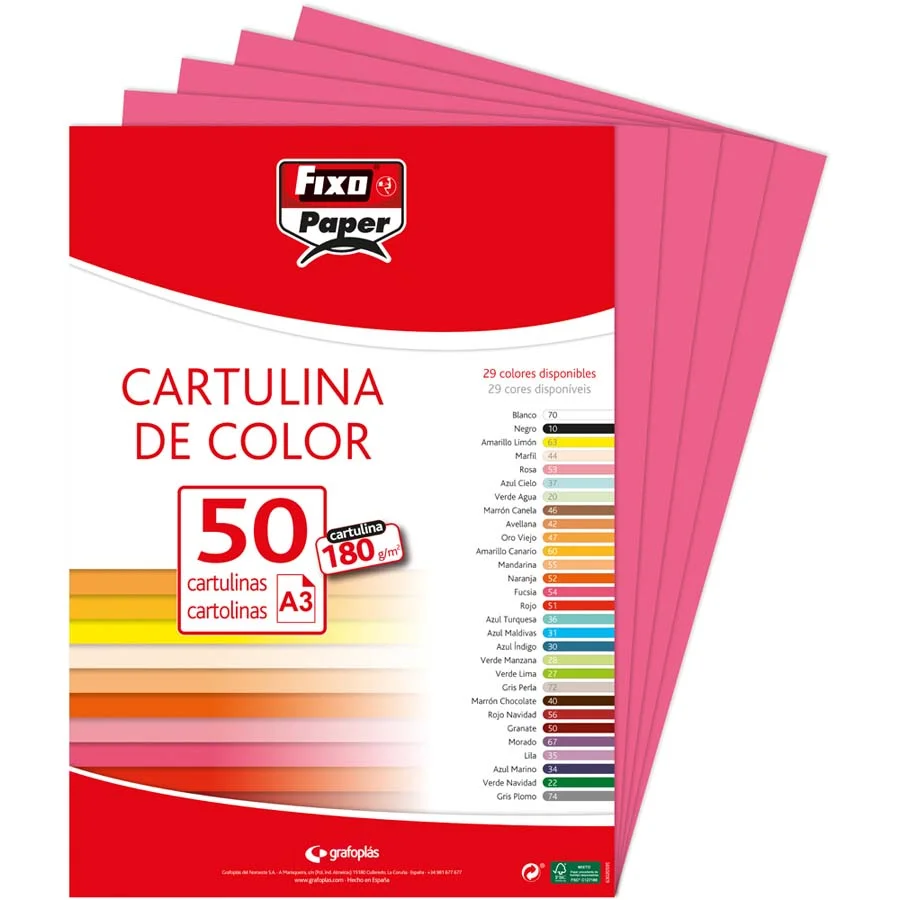 Cartolina A3 180g fúcsia 50u