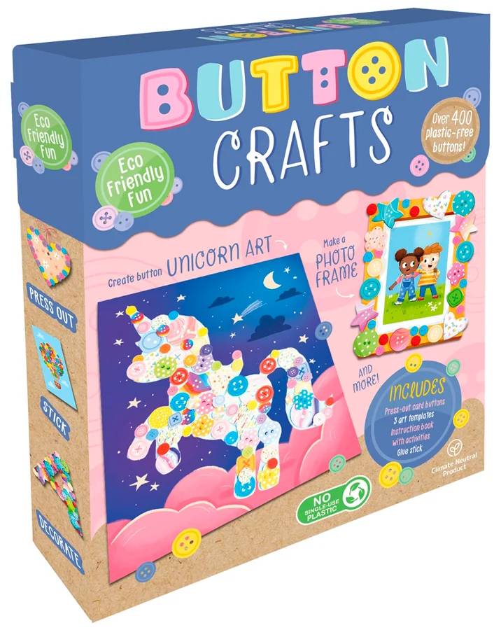 Create beautiful button crafts with this amazing set. Use the plastic-free card buttons and things from around the home to make greetings cards, d...