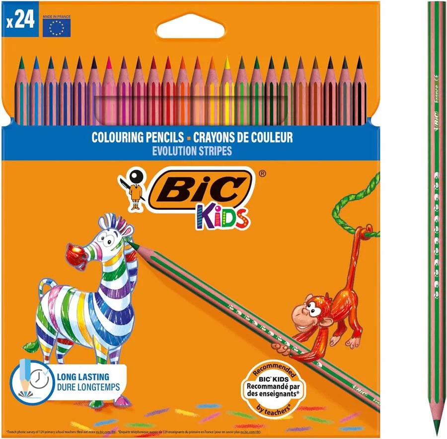Llapis de colors Bic Kids Evolution Stripes 24 colors