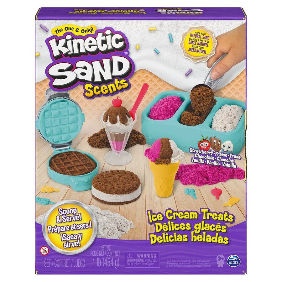 <strong>Delícies gelades</strong> de Kinetic Sand convida a crear les preparacions més dolces amb sorra màgica perfumada. El set inclou 454g de so...