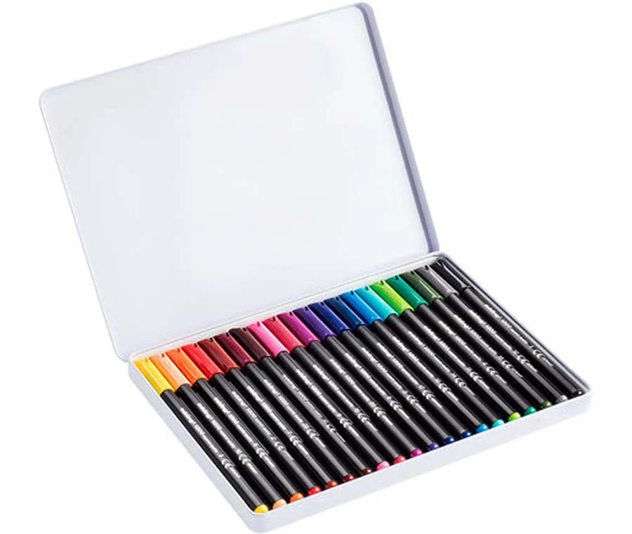 Retoladors Edding 1200 capsa de metall 20 colors