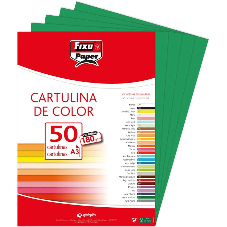 Cartolina A3 180g verd nadal 50u Cartolina A3 180g verd nadal 50u
