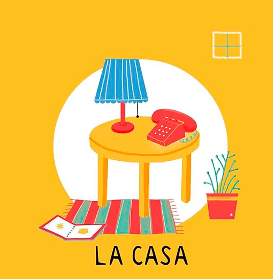Una caja con cuatro libros con los que aprenderán sus primeras palabras relacionadas con el hogar. Organizados por estancias (baño, cocina, dormit...