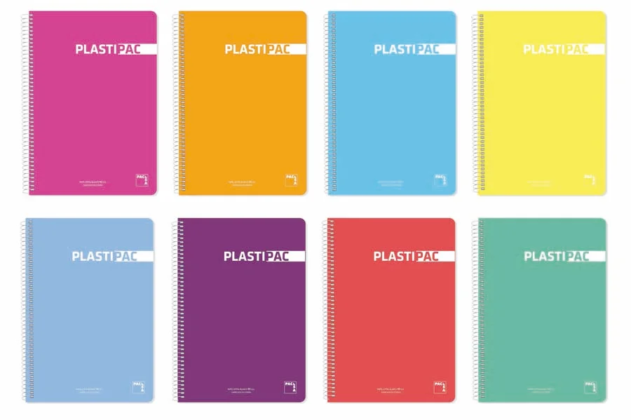 Llibreta espiral Plastipac Foli 80 fulls pauta 3,5 colors assortits