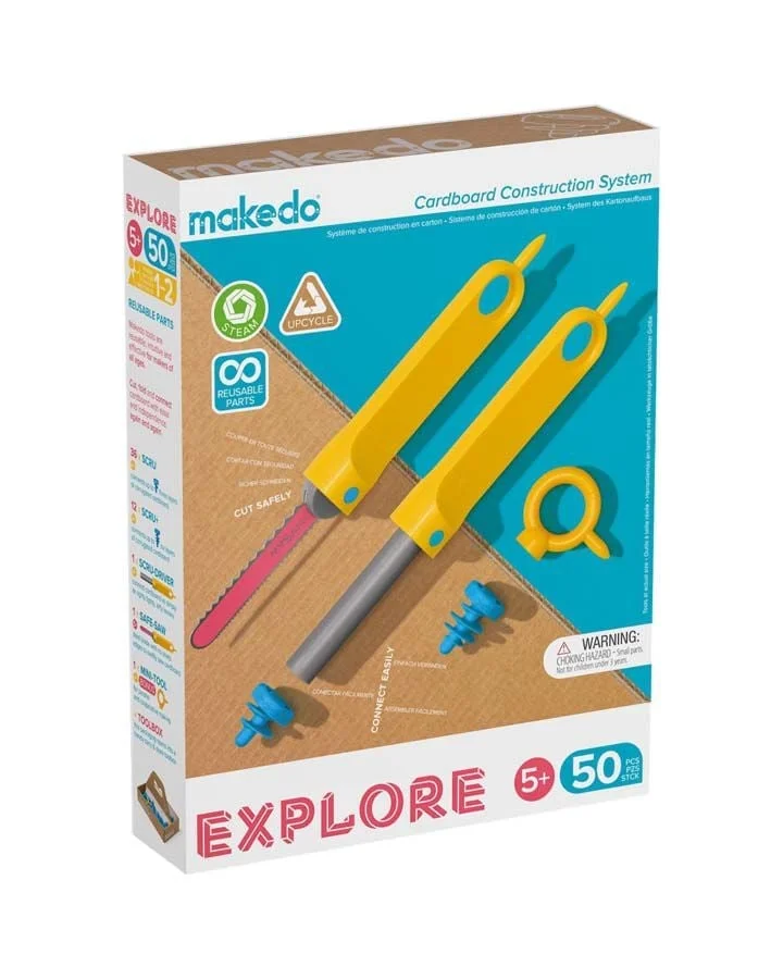<strong>Set d'Iniciació - 50 peces</strong> de Makedo és un kit fantàstic per començar a construir en gran format fent servir cartró reciclat. Inc...