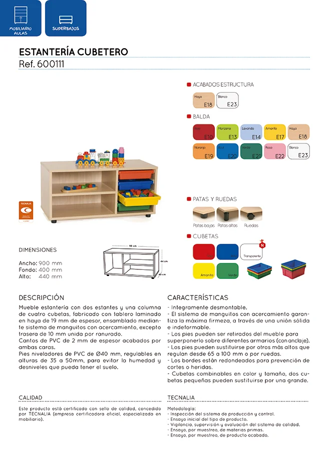 Moble superbaix prestatgeria-cubeter estructura faig baldes faig