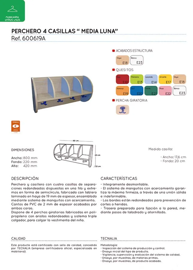 Penjador formatgets 4 caselles i 4 penjadors faig