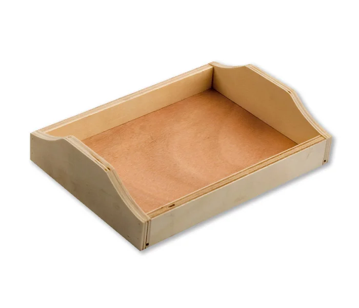 <p>Safata de fusta natural de la <strong>marca Faibo</strong> amb nanses. Útil per a l'organització d'utensilis. Es pot decorar. Mida: 240 x 170 m...