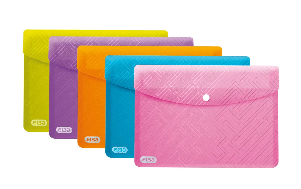 Sobre plàstic amb fermall urban de fàcil obertura i tancament 300 micres 5 colors assortits