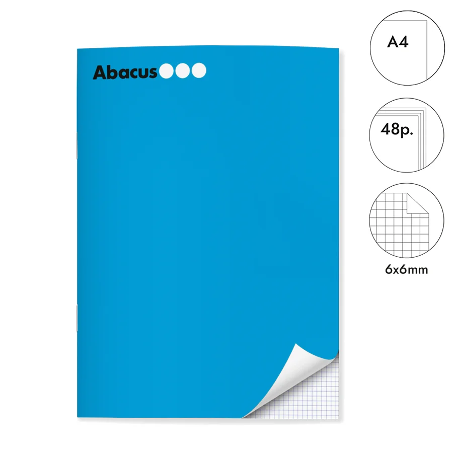Llibreta grapada Abacus A4 48 fulls 6x6mm blau