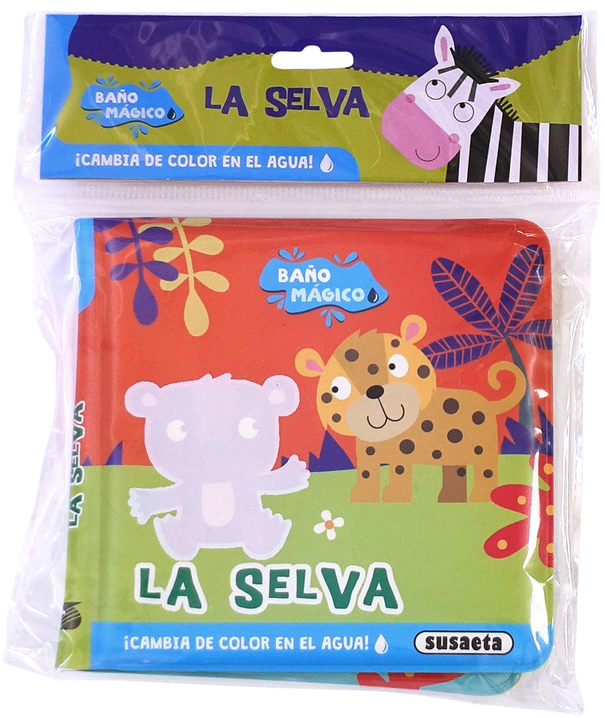 Haz del baño una experiencia única: ¡moja las páginas del libro y verás cómo cambian de color los animales!