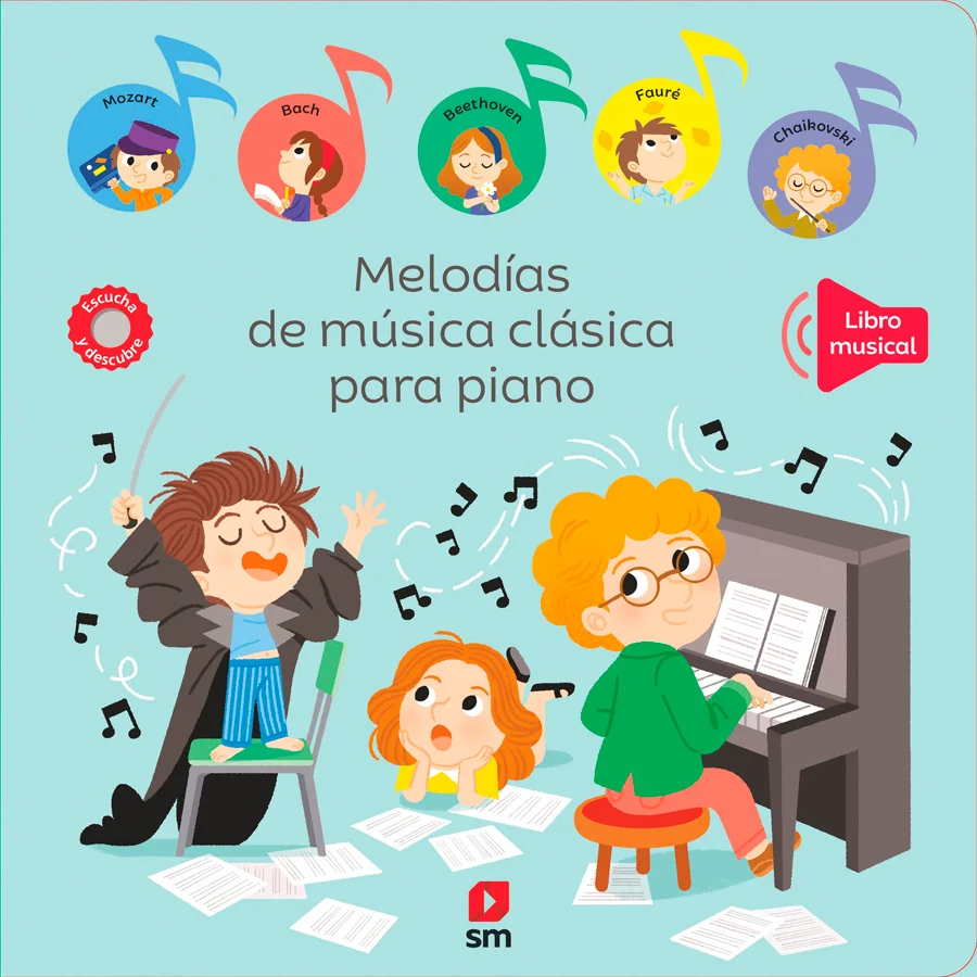 Con este libro, los niños descubrirán cómo suena la música clásica a través de cinco composiciones para piano: Marcha turca, Preludio, Para Elisa,...