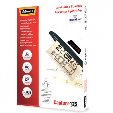 Funda de plastificar Fellowes A4 125 micres 100u Funda de plastificar Fellowes A4 125 micres 100u