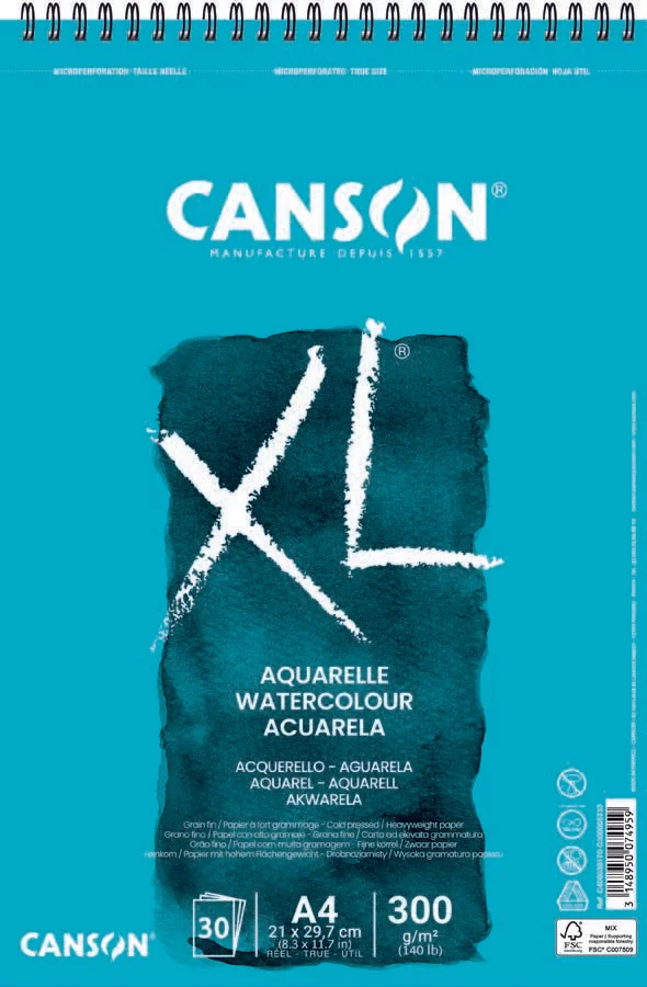 Bloc espiral Aquarel·la Canson XL A4 300g 30 fulls Bloc espiral Aquarel·la Canson XL A4 300g 30 fulls