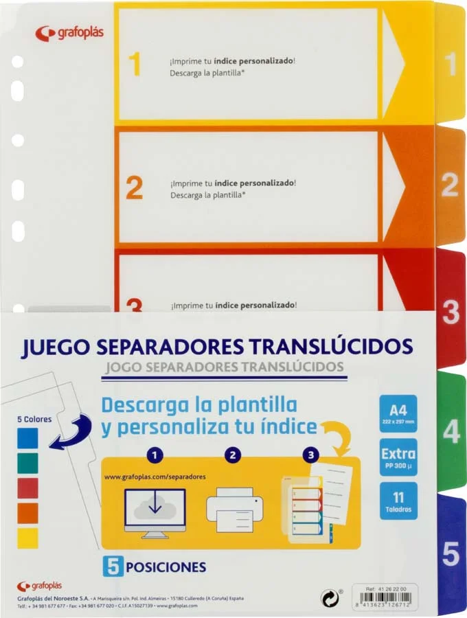 Separador imprimible Grafoplas A4 60u