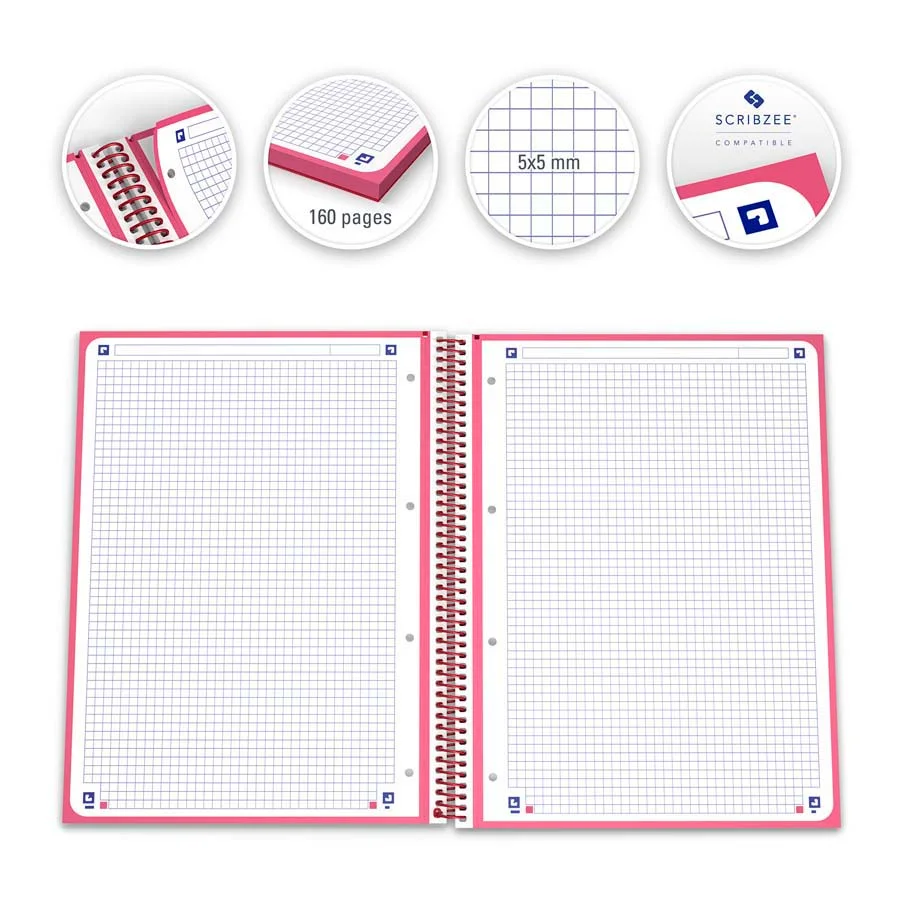 Notebook Oxford EuropeanBook 1 A4 80 fulls 5x5 vermell Notebook Oxford EuropeanBook 1 A4 80 fulls 5x5 vermell
