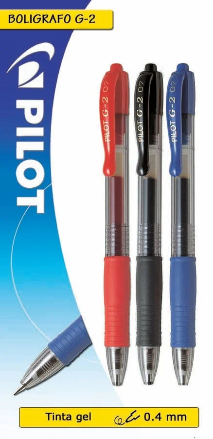Bolígrafs Pilot G-2 negre/blau/vermell 3 colors Bolígrafs Pilot G-2 negre/blau/vermell 3 colors