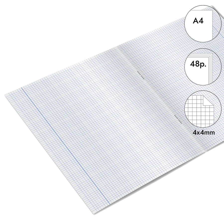 Llibreta grapada Abacus A4 48 fulls 4x4mm vermell