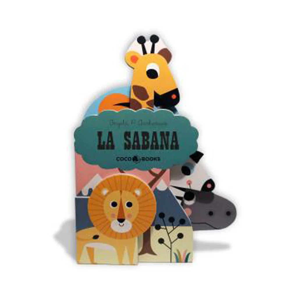 Libro con páginas de cartón para que los más pequeños conozcan los animales que habitan la Sabana. Los animales se superponen y dan una sensación ...