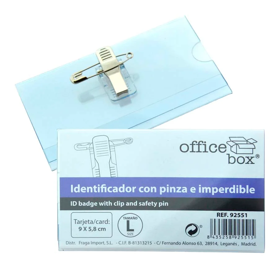 Placa identificadora amb pinça i imperdible Office Box