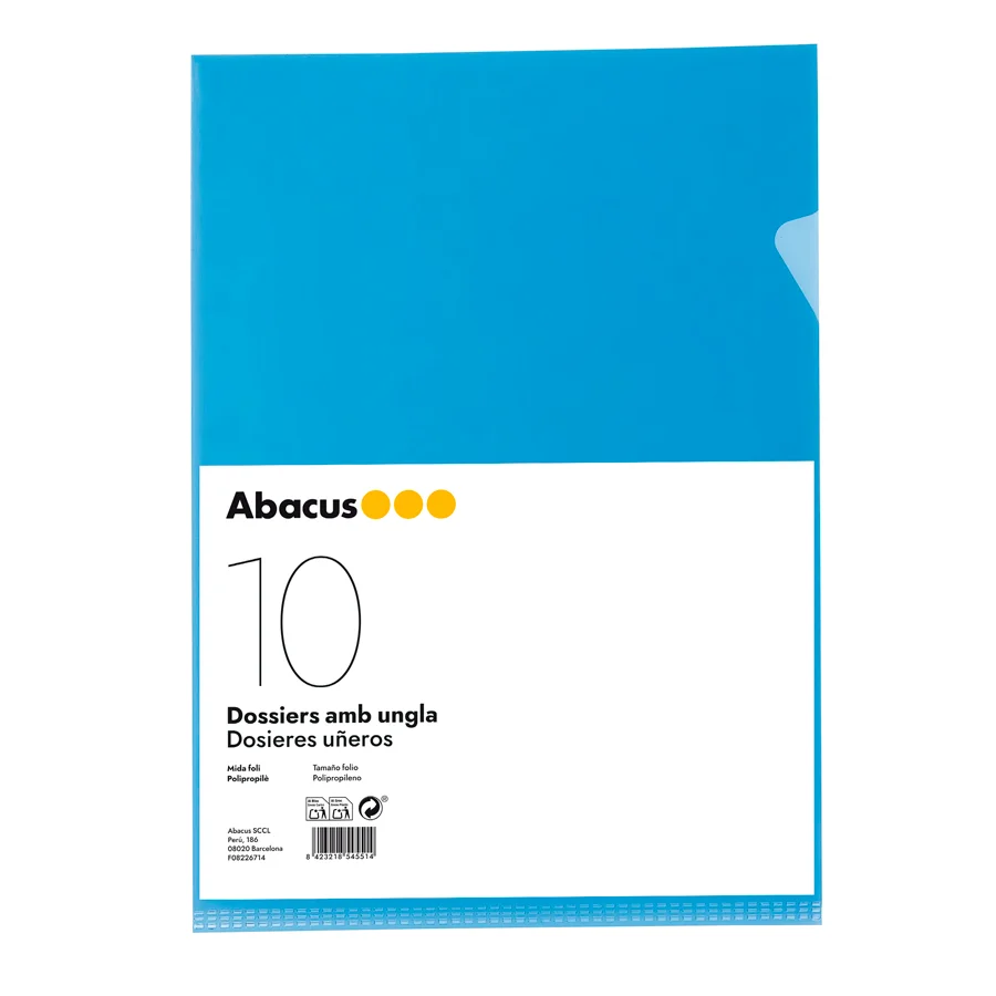 Dossier amb ungla Abacus PP Foli blau 10u