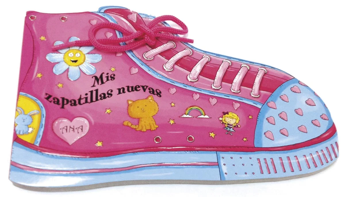 ¿Sabes atarte los cordones? Con este libro en forma de zapatilla puedes aprender. Observa cómo lo hace Guille y sigue las instrucciones, practica ...