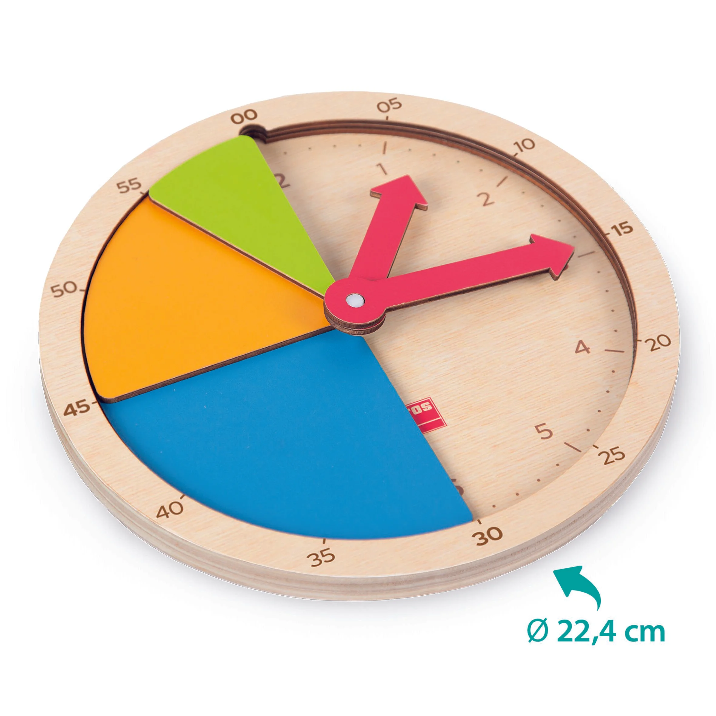 Maxi-set de fusta per treballar el temps i aprendre a descompondre l'hora amb peces de 5, 15 i 30 minuts<br><br>Inspirat en la metodologia Montess...