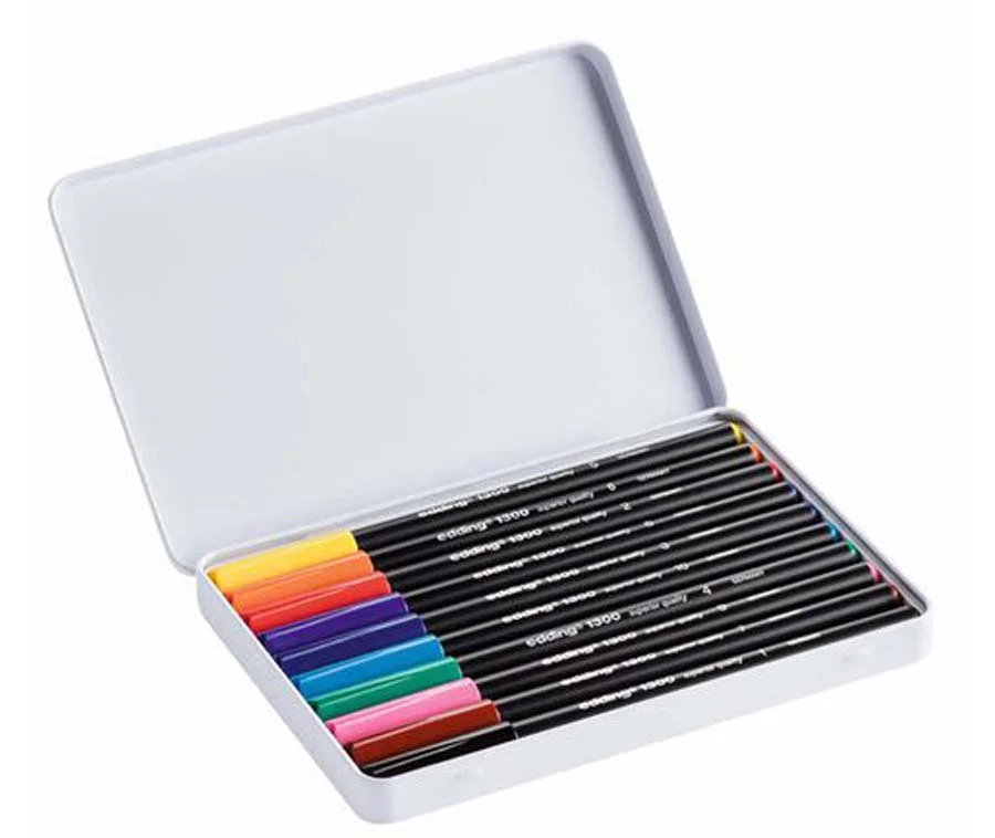 Retoladors Edding 1300 capsa de metall 10 colors