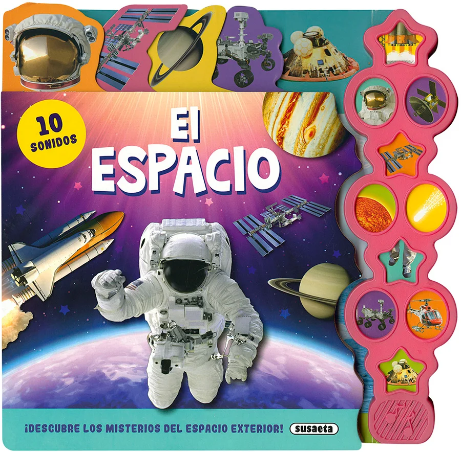 Viaja al espacio exterior con este libro infantil cuyas grandes pestañas en la parte superior te ayudarána pasar las páginas de cartón. Pulsa el b...
