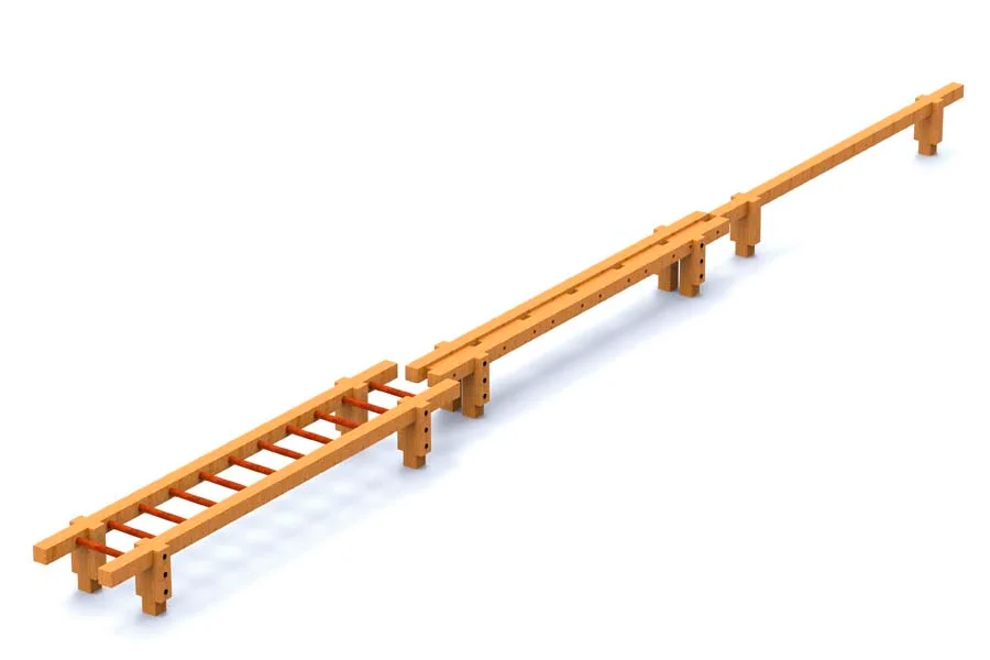 Circuit gimnàstic barres equilibri 9x0,62x0,39m Circuit gimnàstic barres equilibri 9x0,62x0,39m