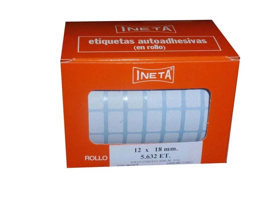 Rotlle d'Etiquetes adhesives Ineta 12x18mm blanc Rotlle d'Etiquetes adhesives Ineta 12x18mm blanc