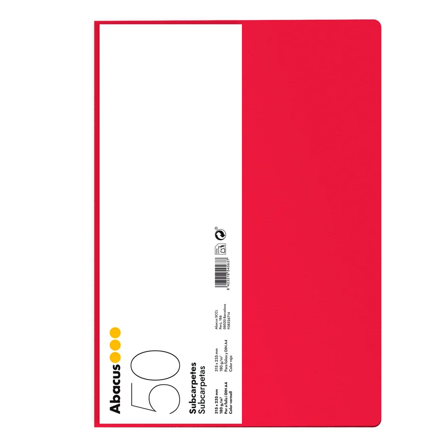 Subcarpeta Abacus A4 180g vermell 50u Subcarpeta Abacus A4 180g vermell 50u