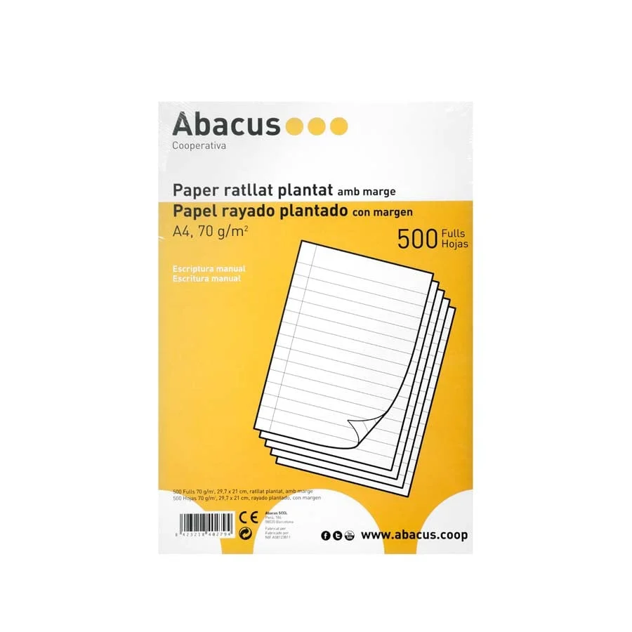Paper imprès Abacus A4 pauta plantat 500 fulls