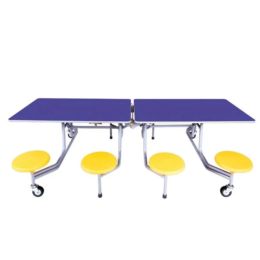 Taula plegable rectangular 244x76cm T4 tauler faig 8 seients blau