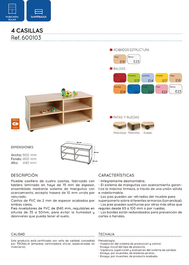 Moble superbaix 4 caselles 90x44x40cm estructura faig baldes faig Moble superbaix 4 caselles 90x44x40cm estructura faig baldes faig