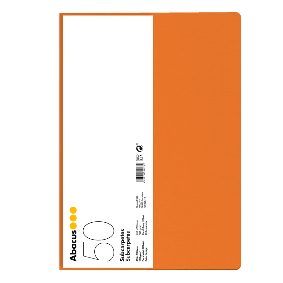 Subcarpeta Abacus A4 180g taronja 50u
