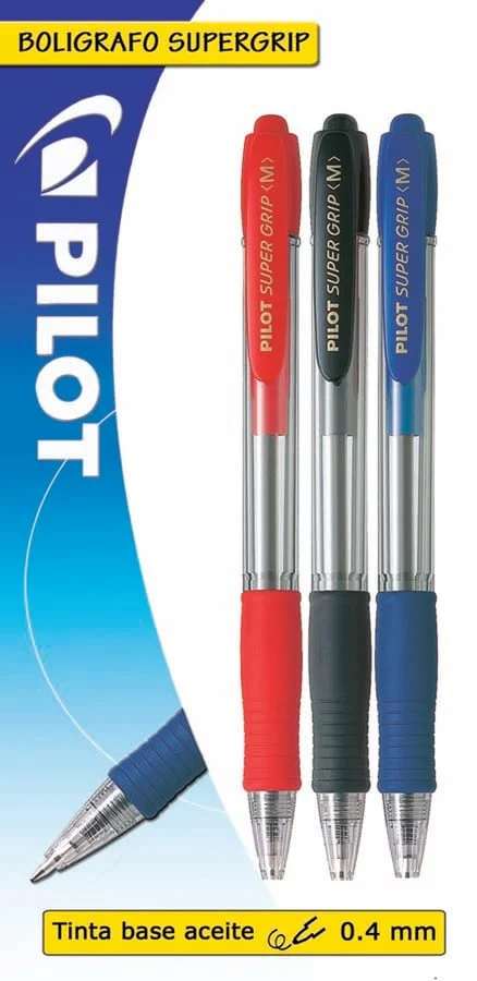 Bolígrafs Pilot Supergrip negre/blau/vermell 3 colors
