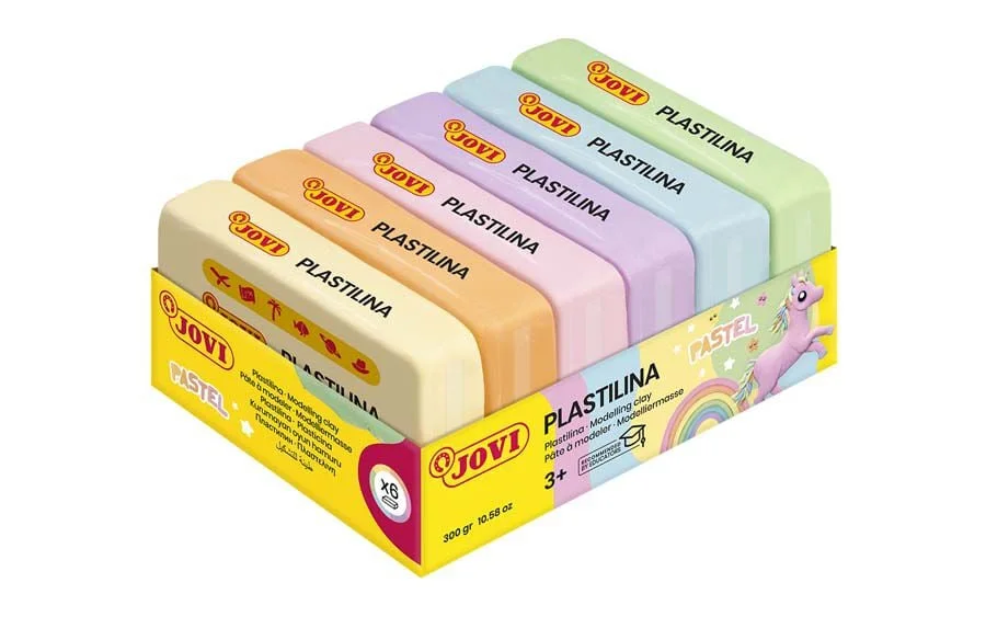 <p>Set de plastilina Jovi en tons pastel<br>La plastilina ajuda a desenvolupar la creativitat dels més menuts.<br>Ideal per a ús escolar i domèsti...