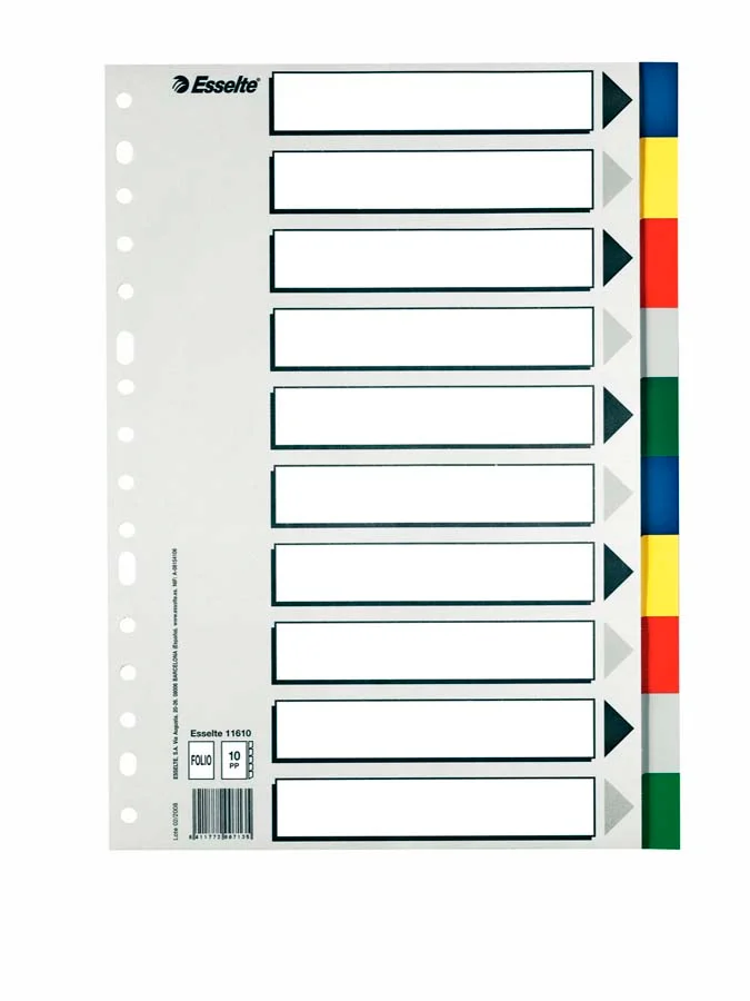 Separadors Esselte A4 PP 10 posicions