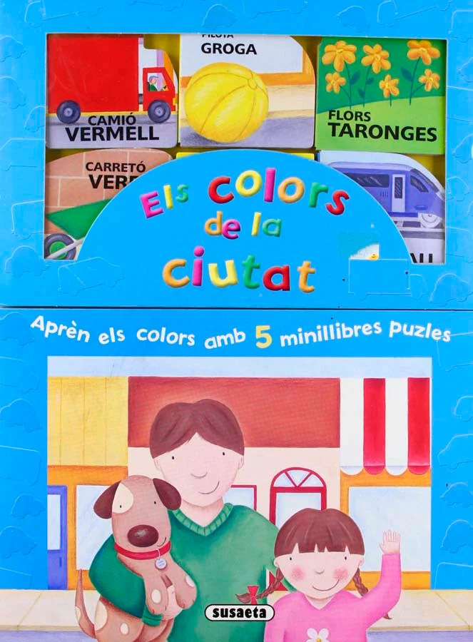 Descobreix els colors de la ciutat amb cinc minillibres puzle de cartró. Tindràs diversió per a molta estona!
