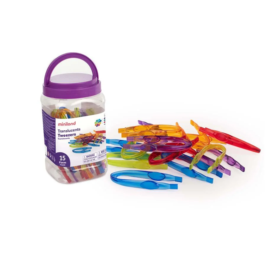 <p>Conjunt de 15 pinces de plàstic de 5 colors diferents per treballar la motricitat fina i practicar l'acció de la pinça, tan important en l'apre...