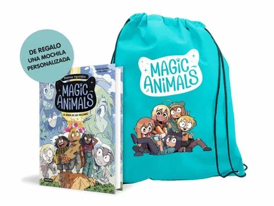 Por la compra de Magic Animals. Misiones especiales 1. La senda de los volcanes, de regalo una mochila personalizada.Una noche Abi, Éric, Cloe, Yu...